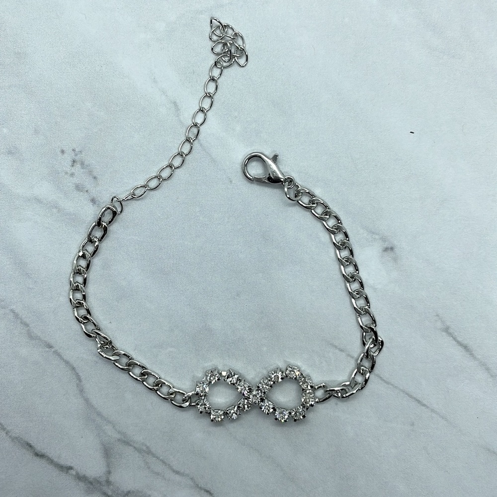 Infinity Rhinestone Silver Bracelet - Picture 6 of 9